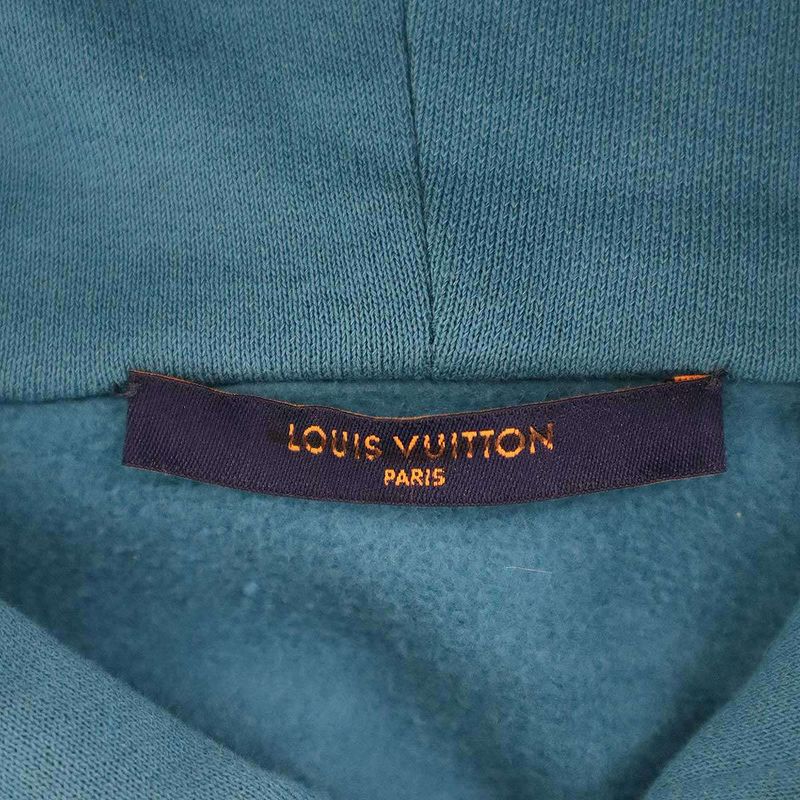 Louis Vuitton Signature Embroidered Pullover Hoodie Blue Sweater