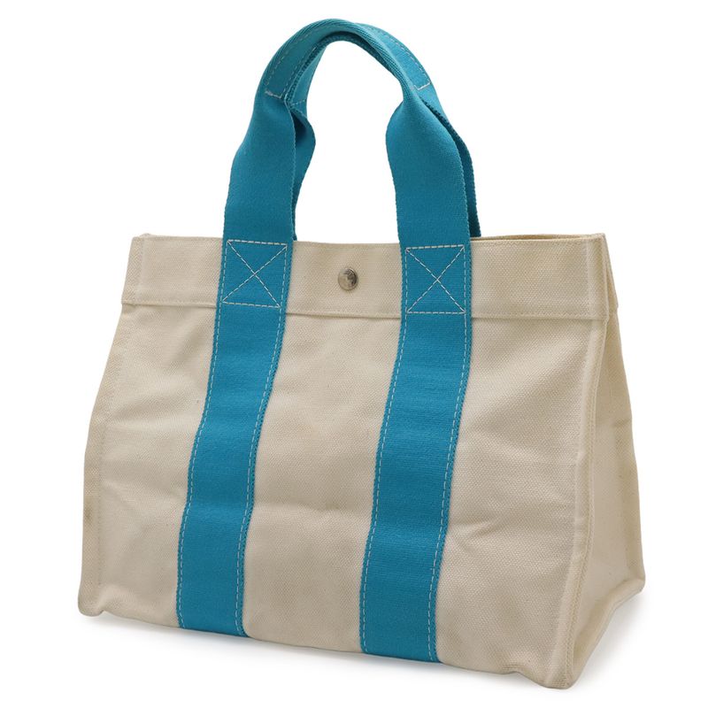 Hermes Bora PM Borato PM Tote Canvas Natural Ivory Natural Blue