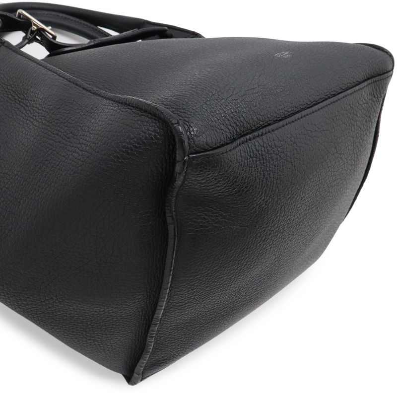 Celine Big Small 2-Way Shoulder Bag Crossbody Leather Black Silver Ha