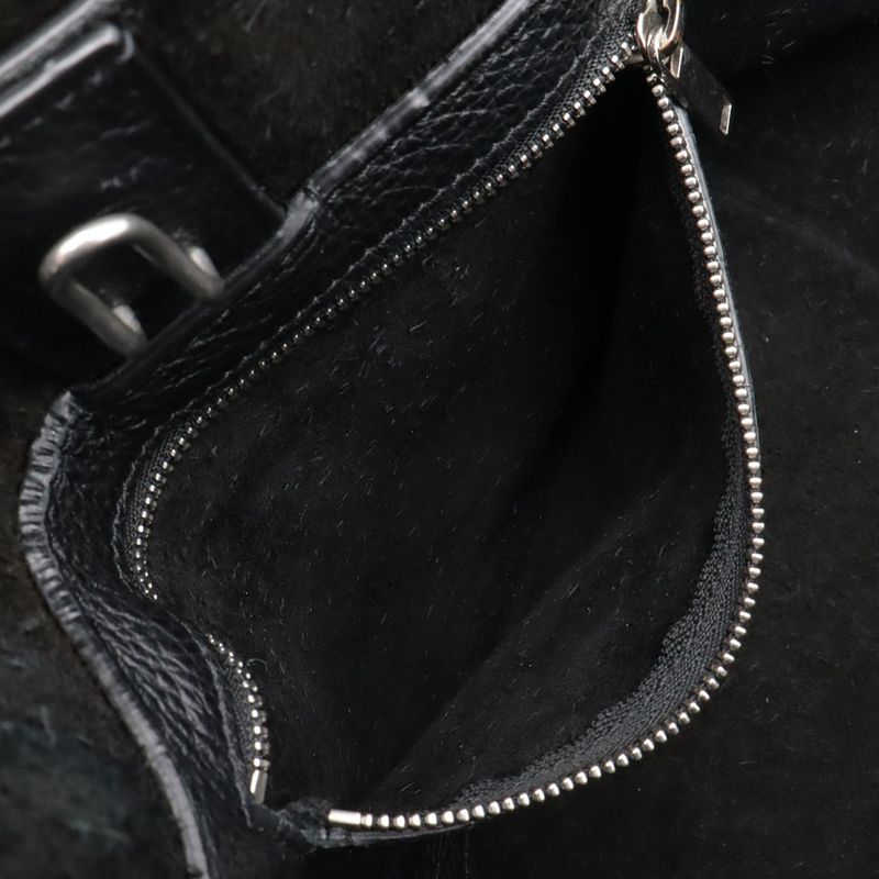 Celine Big Small 2-Way Shoulder Bag Crossbody Leather Black Silver Ha