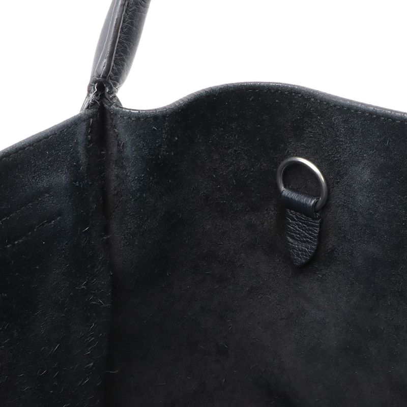 Celine Big Small 2-Way Shoulder Bag Crossbody Leather Black Silver Ha