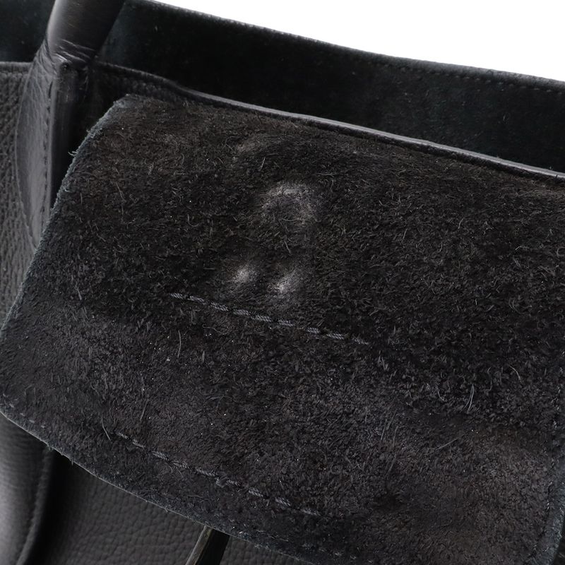 Celine Big Small 2-Way Shoulder Bag Crossbody Leather Black Silver Ha