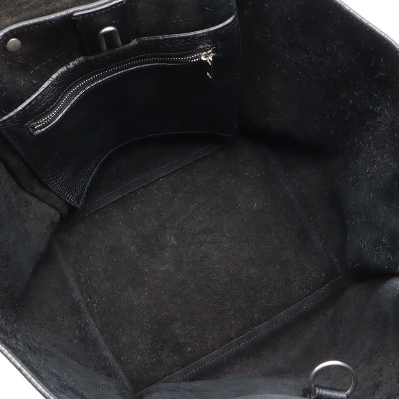 Celine Big Small 2-Way Shoulder Bag Crossbody Leather Black Silver Ha