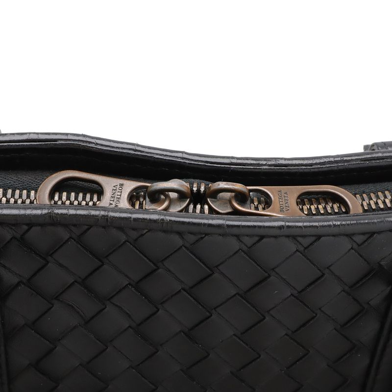 Bottega Veneta Intrecciato Business Briefcase Document Purse Leather Black