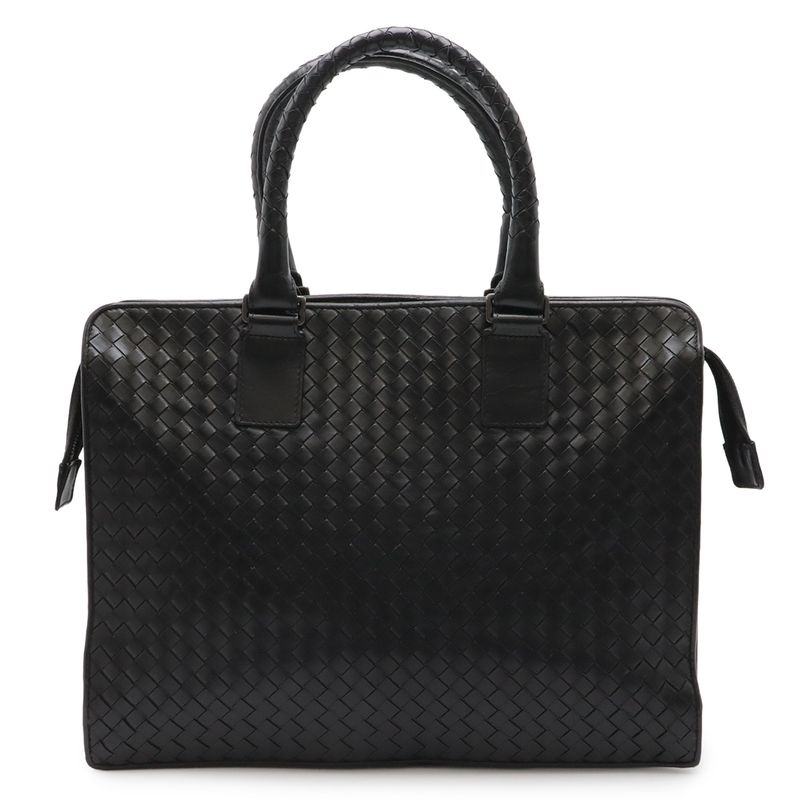 Bottega Veneta Intrecciato Business Briefcase Document Purse Leather Black
