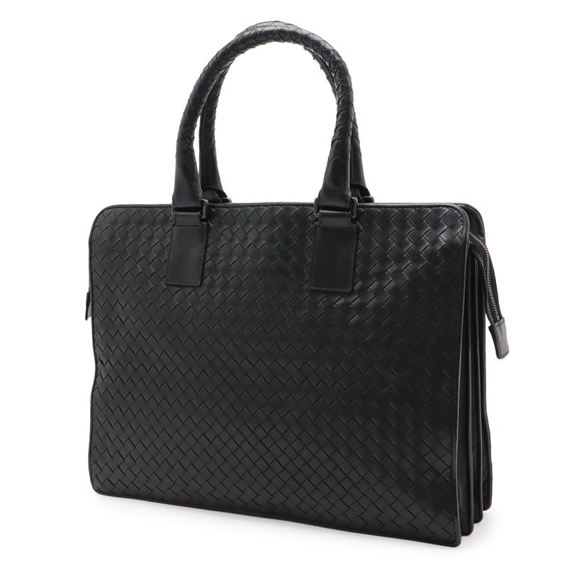 Bottega Veneta Intrecciato Business Briefcase Document Purse Leather Black