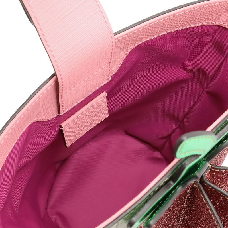 Gucci Children's GG Supreme Kids Bucket Bag Beige Pink Green