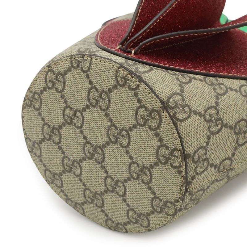 Gucci Children's GG Supreme Kids Bucket Bag Beige Pink Green