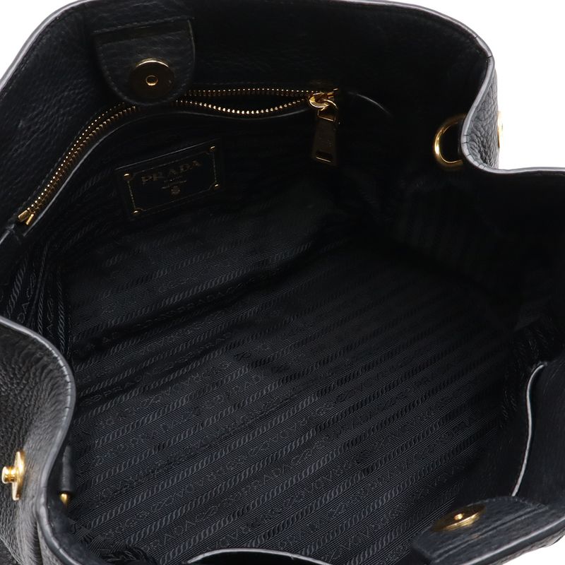 Prada Vitello Phenix Tote 2-Way Shoulder Bag Crossbody Leather Nero
