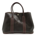 Hermes Garden Party PM Tote Amazonia Leather Dark Khaki Dark Dark Brown