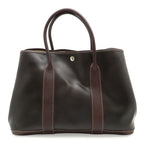 Hermes Garden Party PM Tote Amazonia Leather Dark Khaki Dark Dark Brown