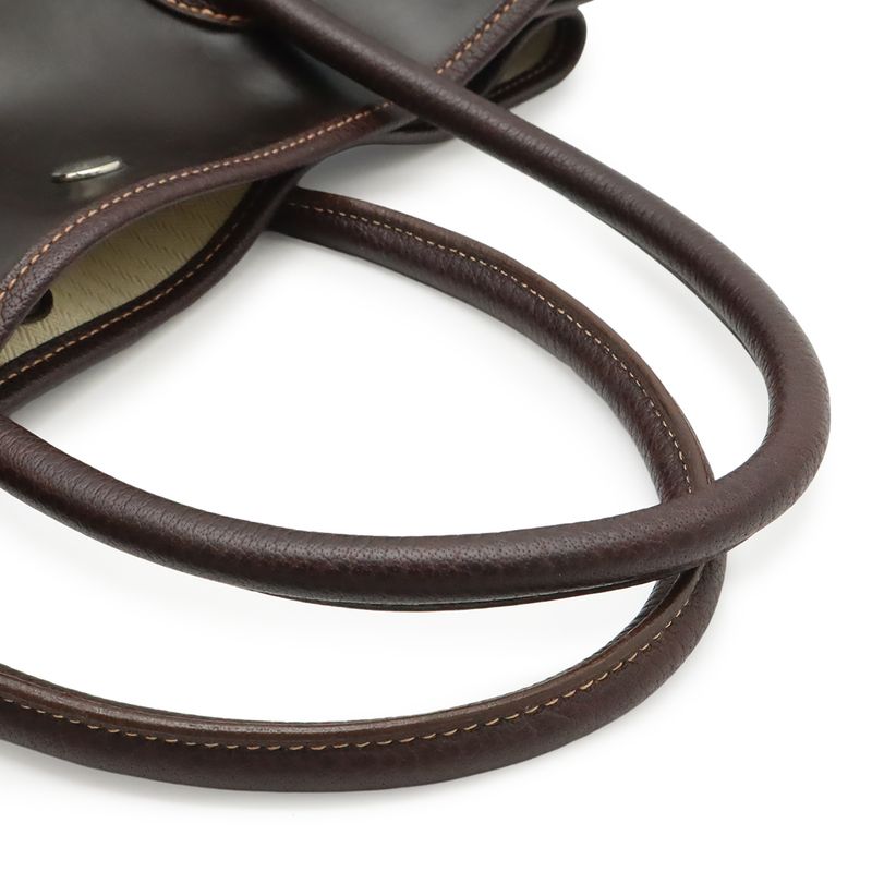 Hermes Garden Party PM Tote Amazonia Leather Dark Khaki Dark Dark Brown