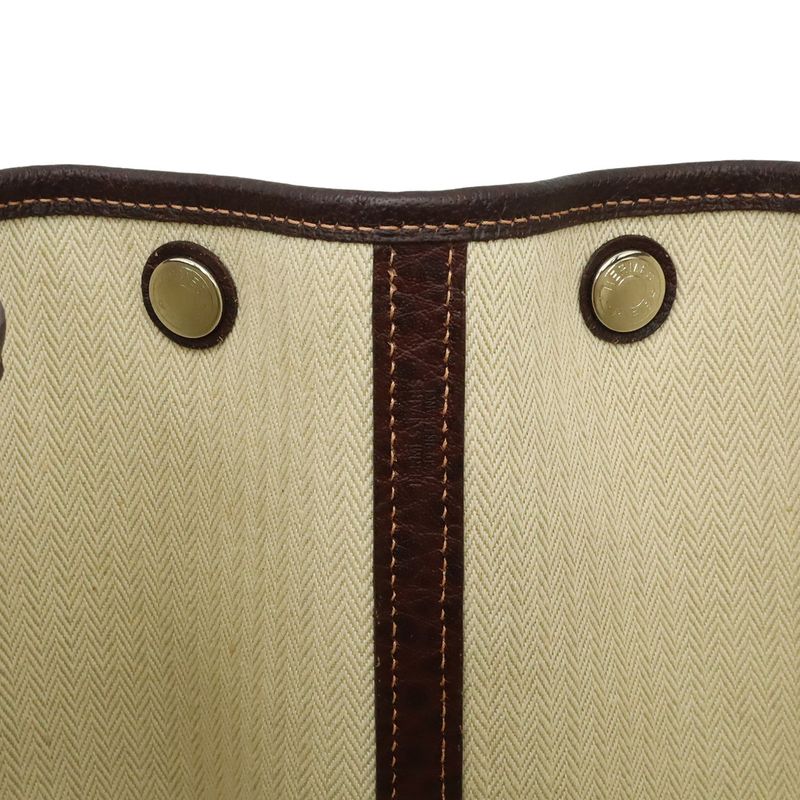 Hermes Garden Party PM Tote Amazonia Leather Dark Khaki Dark Dark Brown