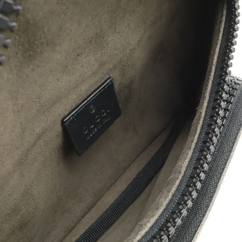 Gucci GG Supreme Belt Bag Waist Pouch Leather Beige Black