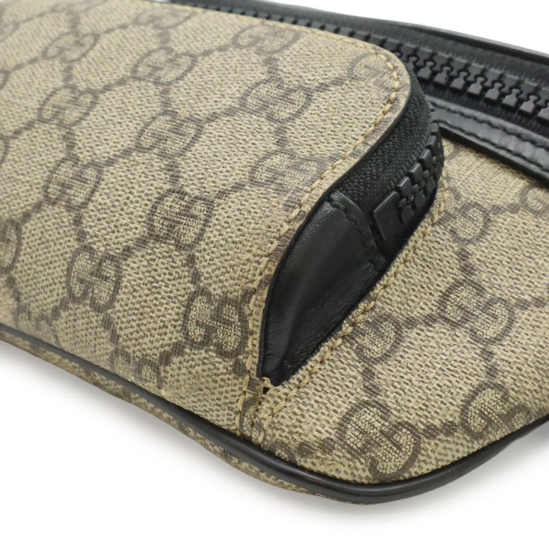 Gucci GG Supreme Belt Bag Waist Pouch Leather Beige Black