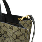 Gucci GG Supreme Bee Print Bee Tote 2-Way Shoulder Bag Leather Khaki Beige Black