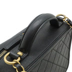 Chanel CC Filigree Quilted Vanity Case Handbag 2-Way Chain Shoulder Caviar