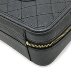 Chanel CC Filigree Quilted Vanity Case Handbag 2-Way Chain Shoulder Caviar