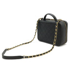 Chanel CC Filigree Quilted Vanity Case Handbag 2-Way Chain Shoulder Caviar