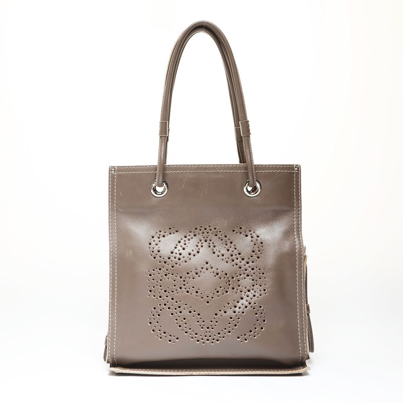 Loewe Tote Anagram Leather Gray Brown