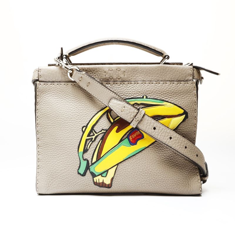 Fendi Shoulder Bag Leather Peekaboo 2-Way Selleria Banana