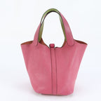Hermes Picotin PM Leather Handbag Tote Pink