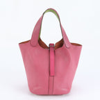 Hermes Picotin PM Leather Handbag Tote Pink