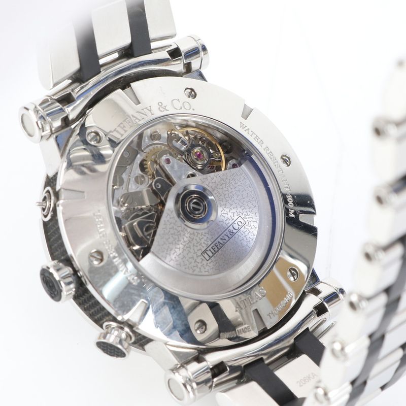 Tiffany & Co. Atlas Gent Chronograph Automatic Watch Silver Black