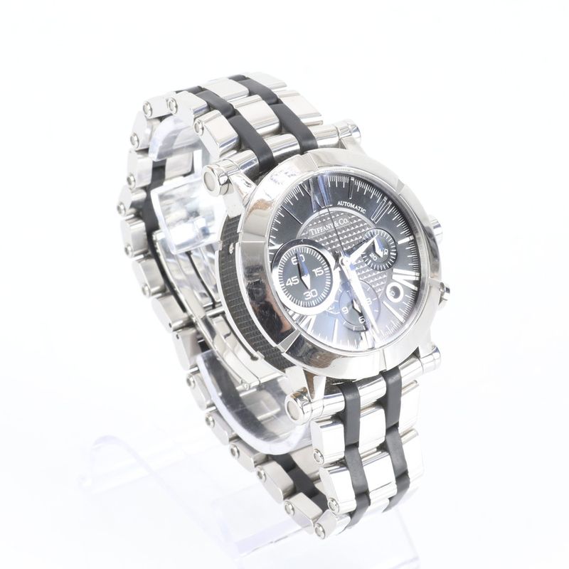 Tiffany & Co. Atlas Gent Chronograph Automatic Watch Silver Black