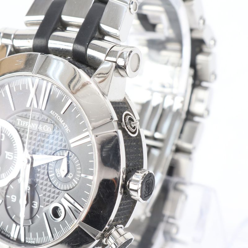 Tiffany & Co. Atlas Gent Chronograph Automatic Watch Silver Black