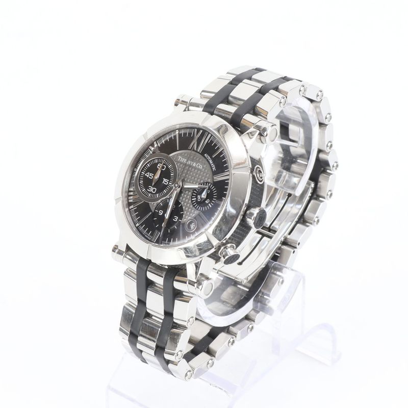 Tiffany & Co. Atlas Gent Chronograph Automatic Watch Silver Black