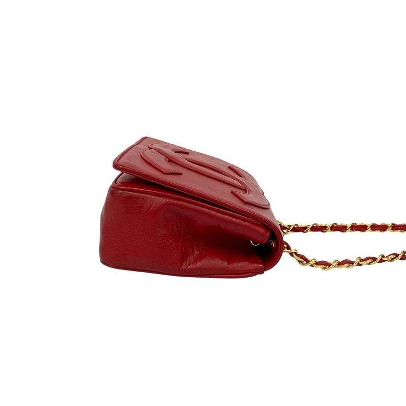 Chanel Card Seal 0 CC Logo Lambskin Chain Mini Shoulder Bag
