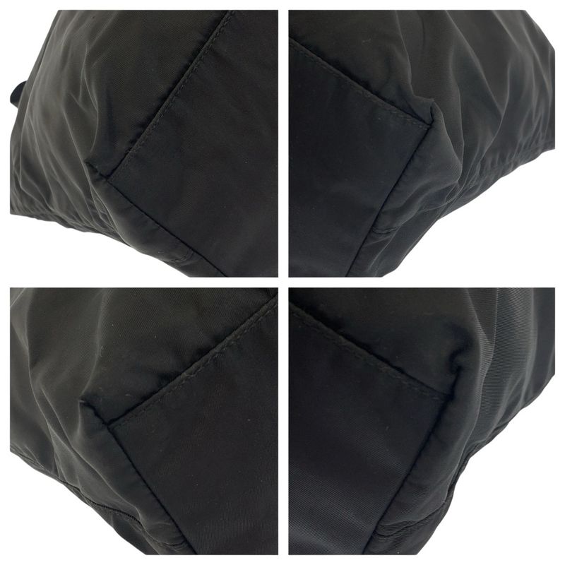 Prada Tessuto Black Silver Nylon Shoulder Bag Tote