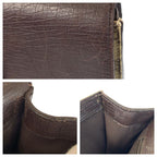 Gucci Brown Beige Silver GG Supreme Canvas Leather Clutch