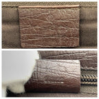 Gucci Brown Beige Silver GG Supreme Canvas Leather Clutch