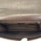 Gucci Brown Beige Silver GG Supreme Canvas Leather Clutch