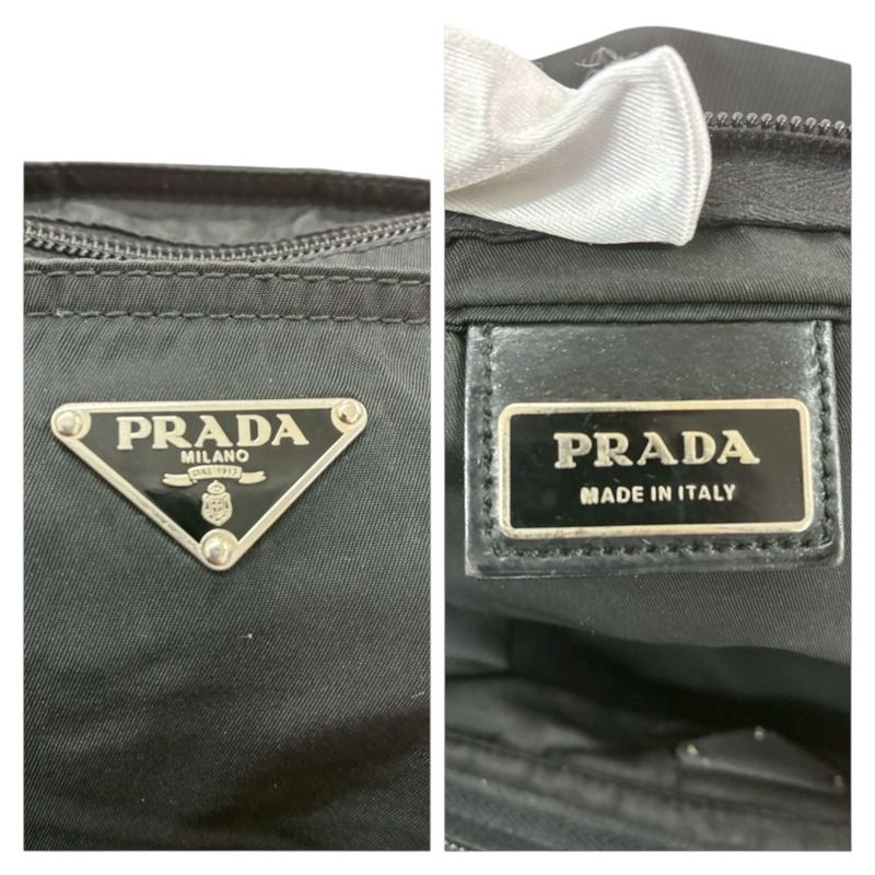 Prada Triangle Logo Tessuto Black Nylon Shoulder Bag