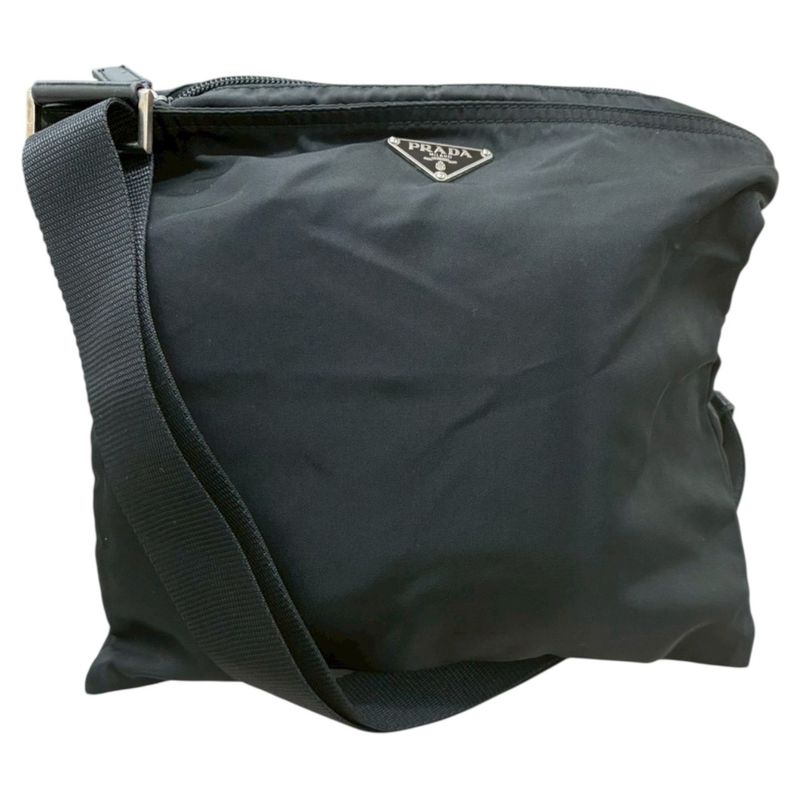Prada Triangle Logo Tessuto Black Nylon Shoulder Bag