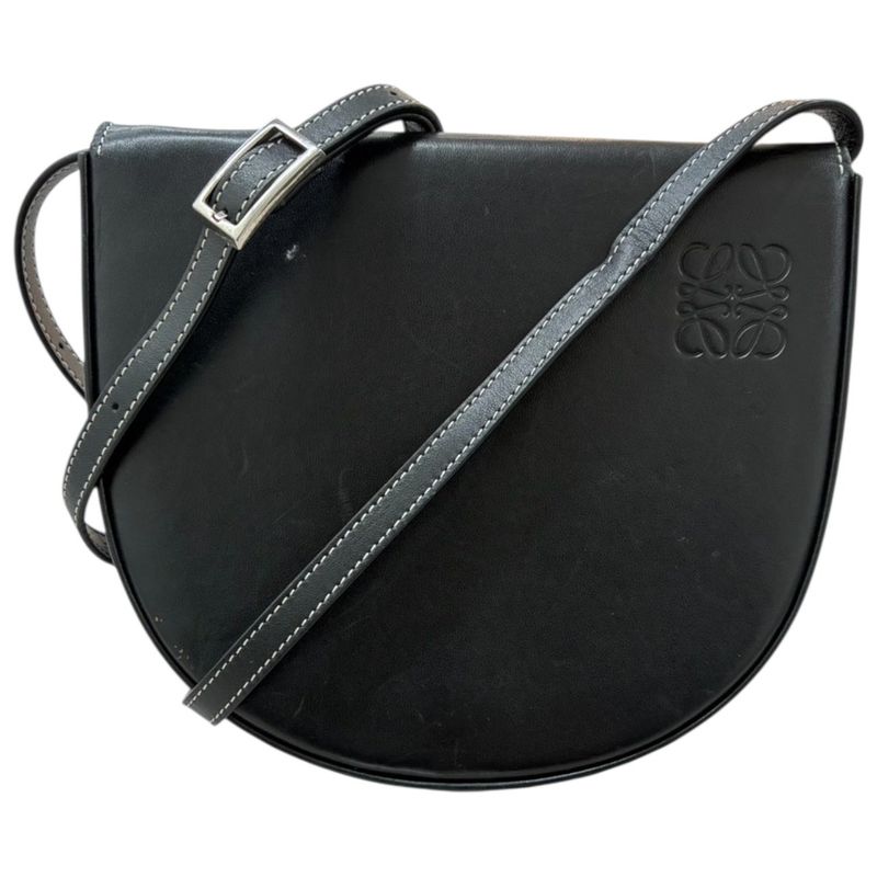 Loewe Anagram Heel Pouch Black Leather Shoulder Bag