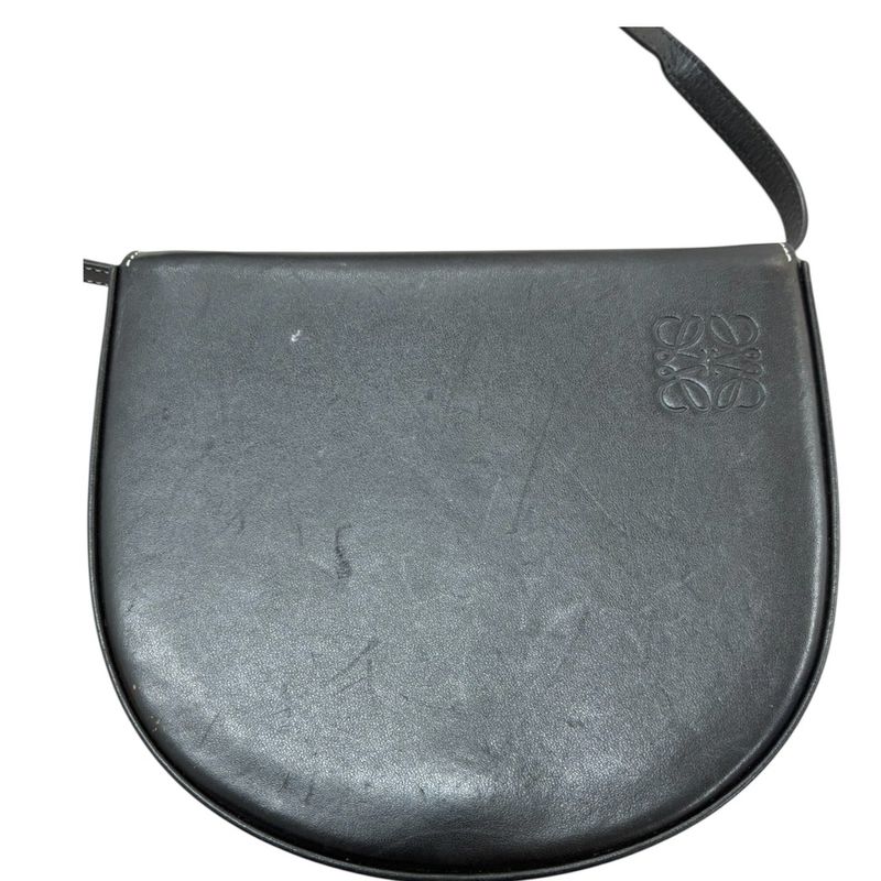 Loewe Anagram Heel Pouch Black Leather Shoulder Bag