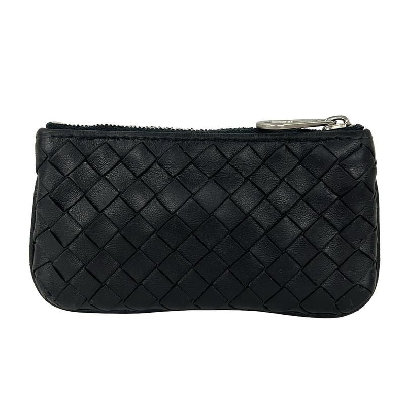 Bottega Veneta Coin Case Intrecciato Black with Key Ring Leather