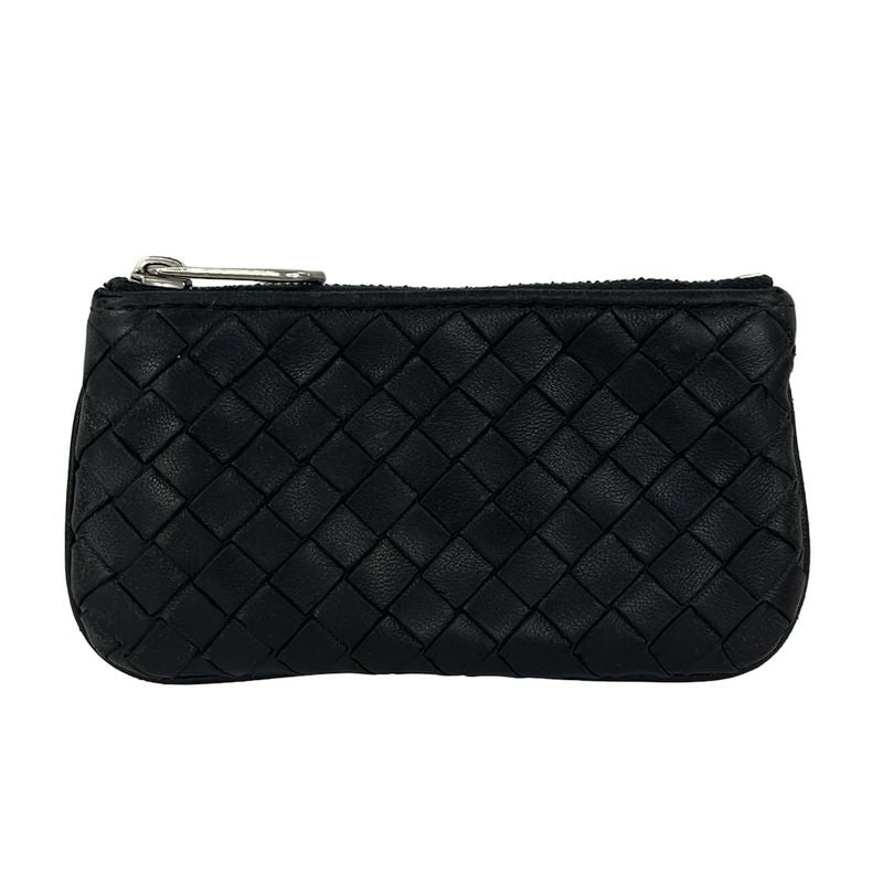 Bottega Veneta Coin Case Intrecciato Black with Key Ring Leather