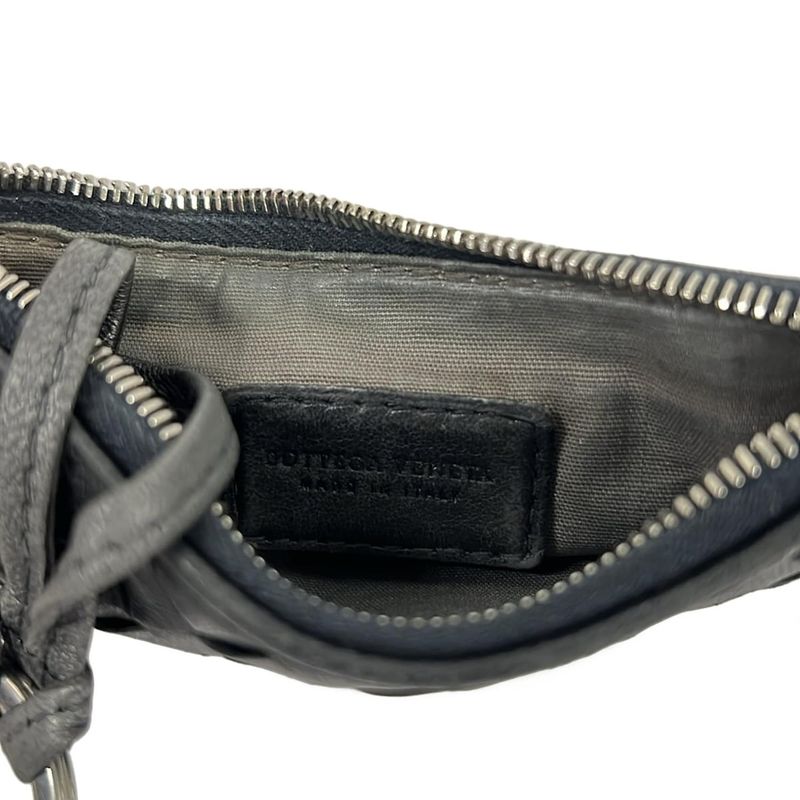 Bottega Veneta Coin Case Intrecciato Black with Key Ring Leather
