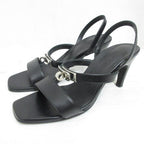 Hermes Glam 75 Sandals Leather Kelly Buckle 35.5 Black Strap X