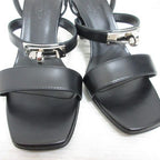 Hermes Glam 75 Sandals Leather Kelly Buckle 35.5 Black Strap X