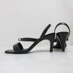 Hermes Glam 75 Sandals Leather Kelly Buckle 35.5 Black Strap X