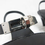 Hermes Glam 75 Sandals Leather Kelly Buckle 35.5 Black Strap X