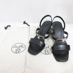 Hermes Glam 75 Sandals Leather Kelly Buckle 35.5 Black Strap X