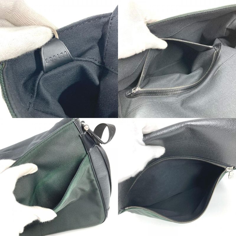 Louis Vuitton Shoulder Bag Victor Taiga Leather Ardoise Black Ardoise X Khaki