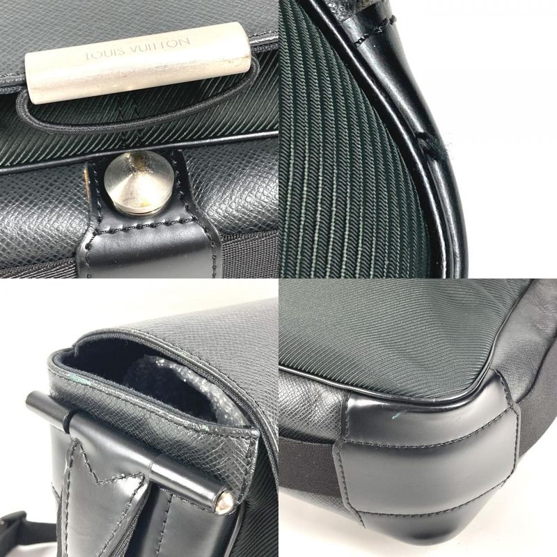 Louis Vuitton Shoulder Bag Victor Taiga Leather Ardoise Black Ardoise X Khaki